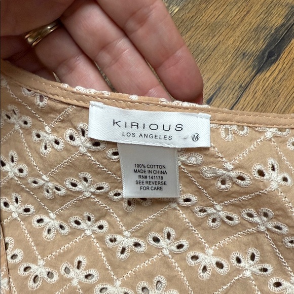 Elegant Tan Eyelet Blouse - Picture 3 of 3